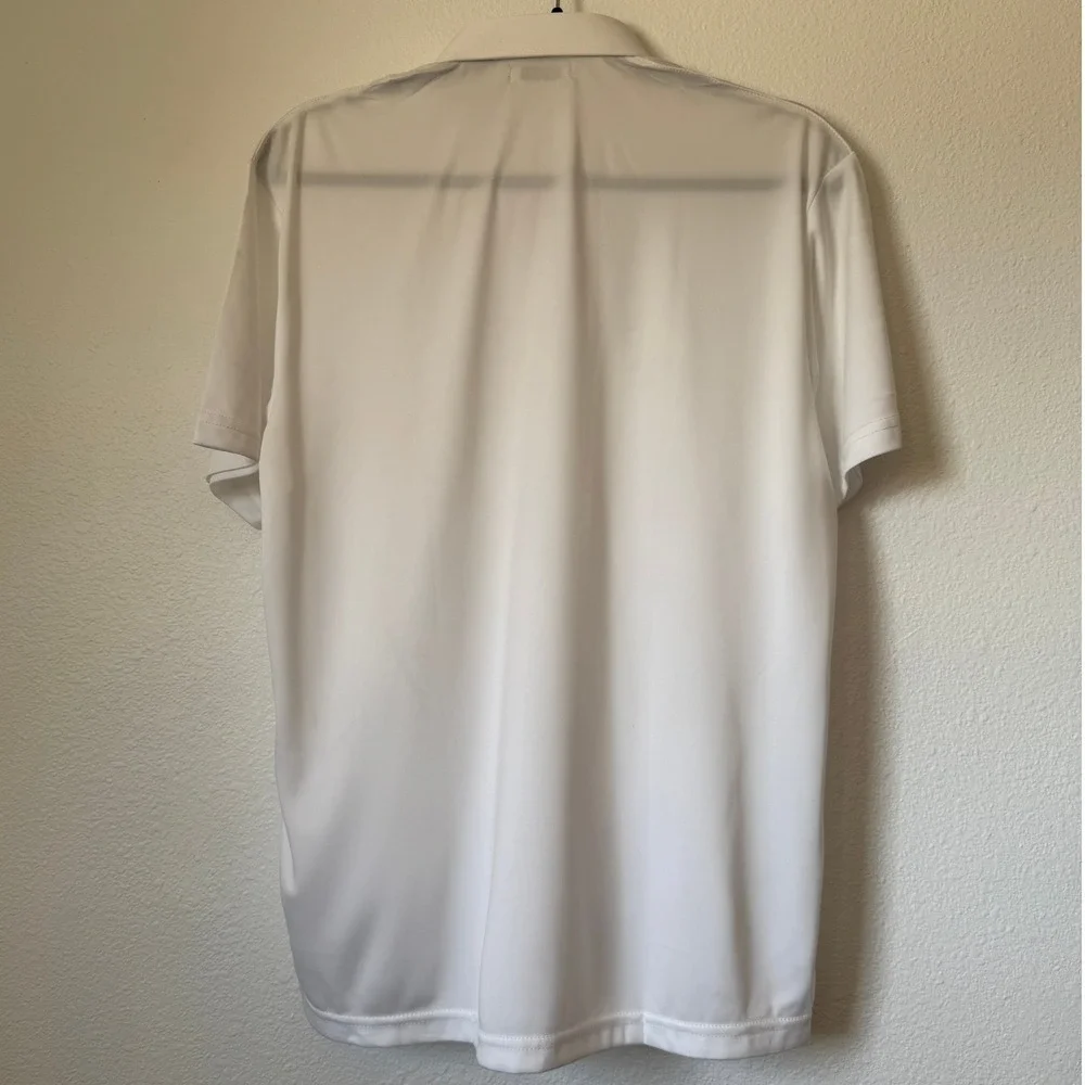 Collars & Co Mens Dress Collar Polo Shirt White Short Sleeve Stretch Small